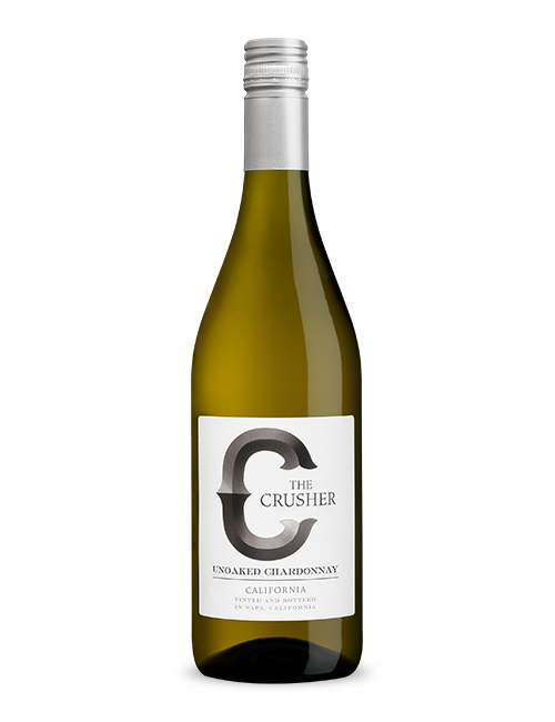 Crusher Unoaked Chardonnay bottle